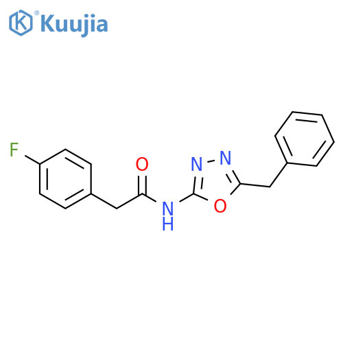 N-(5-benzyl-1,3,4-oxadiazol-2-yl)-2-(4-fluorophenyl)acetamide structure