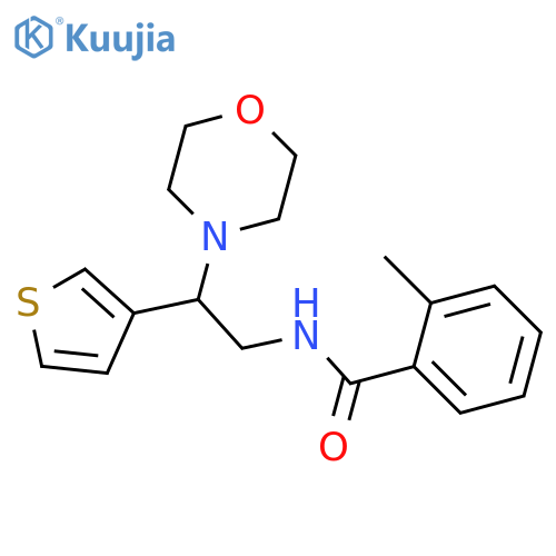 2-methyl-N-2-(morpholin-4-yl)-2-(thiophen-3-yl)ethylbenzamide structure