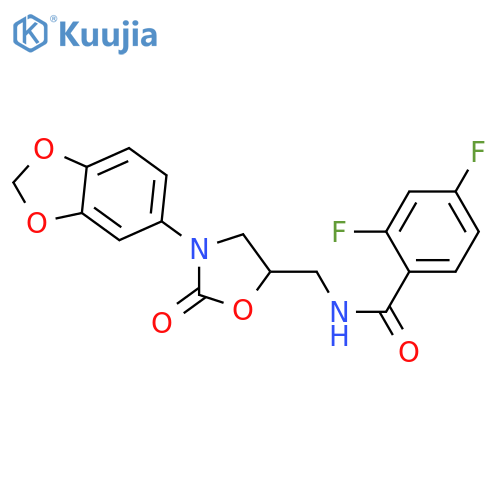 N-{3-(2H-1,3-benzodioxol-5-yl)-2-oxo-1,3-oxazolidin-5-ylmethyl}-2,4-difluorobenzamide structure