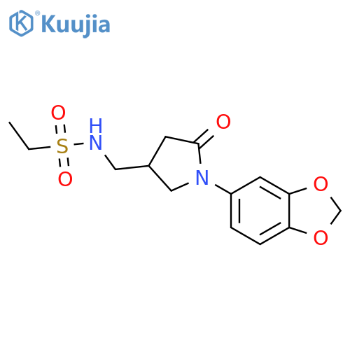 N-{1-(2H-1,3-benzodioxol-5-yl)-5-oxopyrrolidin-3-ylmethyl}ethane-1-sulfonamide structure