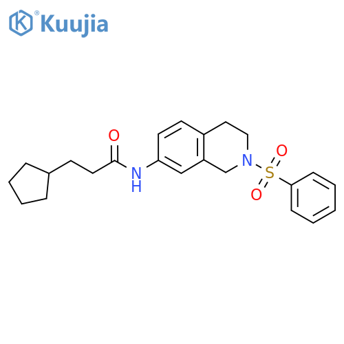 N-2-(benzenesulfonyl)-1,2,3,4-tetrahydroisoquinolin-7-yl-3-cyclopentylpropanamide structure