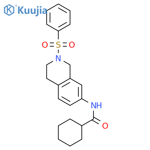 N-2-(benzenesulfonyl)-1,2,3,4-tetrahydroisoquinolin-7-ylcyclohexanecarboxamide structure