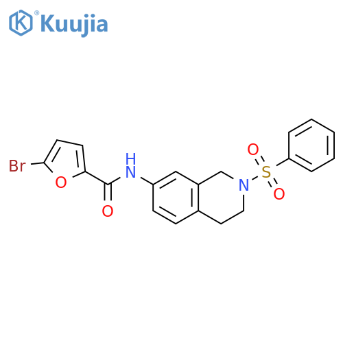 N-2-(benzenesulfonyl)-1,2,3,4-tetrahydroisoquinolin-7-yl-5-bromofuran-2-carboxamide structure