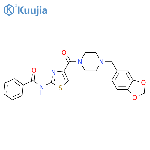 N-(4-{4-(2H-1,3-benzodioxol-5-yl)methylpiperazine-1-carbonyl}-1,3-thiazol-2-yl)benzamide structure