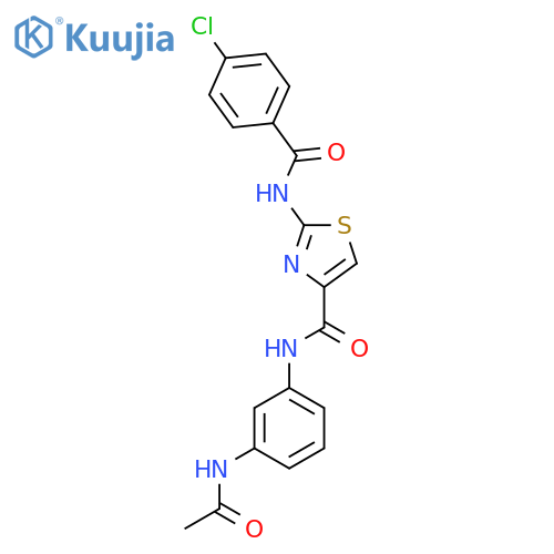 2-(4-chlorobenzamido)-N-(3-acetamidophenyl)-1,3-thiazole-4-carboxamide structure