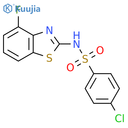 4-chloro-N-(4-fluoro-1,3-benzothiazol-2-yl)benzene-1-sulfonamide structure