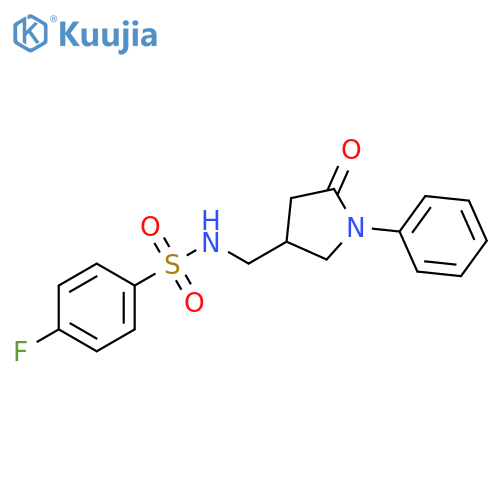 4-fluoro-N-(5-oxo-1-phenylpyrrolidin-3-yl)methylbenzene-1-sulfonamide structure