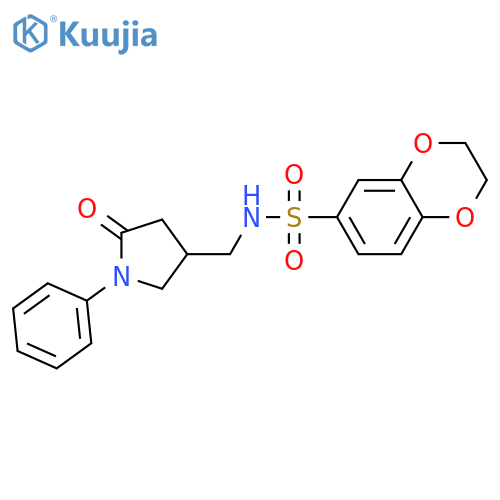 N-(5-oxo-1-phenylpyrrolidin-3-yl)methyl-2,3-dihydro-1,4-benzodioxine-6-sulfonamide structure