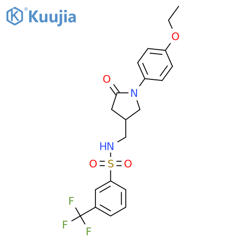 N-{1-(4-ethoxyphenyl)-5-oxopyrrolidin-3-ylmethyl}-3-(trifluoromethyl)benzene-1-sulfonamide structure
