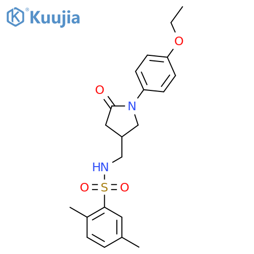 N-{1-(4-ethoxyphenyl)-5-oxopyrrolidin-3-ylmethyl}-2,5-dimethylbenzene-1-sulfonamide structure