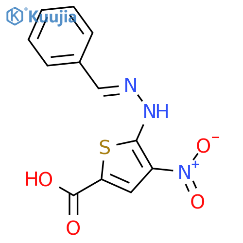 2-Thiophenecarboxylicacid, 4-nitro-5-[2-(phenylmethylene)hydrazinyl]- structure