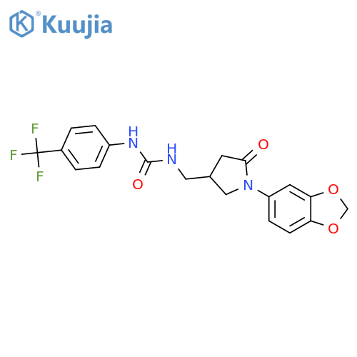 3-{1-(2H-1,3-benzodioxol-5-yl)-5-oxopyrrolidin-3-ylmethyl}-1-4-(trifluoromethyl)phenylurea structure