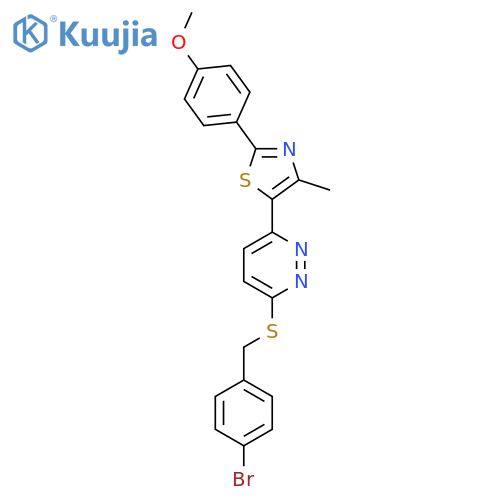 3-{(4-bromophenyl)methylsulfanyl}-6-2-(4-methoxyphenyl)-4-methyl-1,3-thiazol-5-ylpyridazine structure