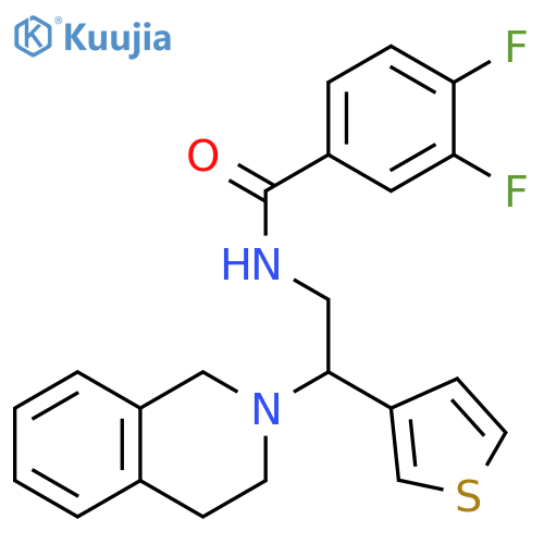 3,4-difluoro-N-2-(1,2,3,4-tetrahydroisoquinolin-2-yl)-2-(thiophen-3-yl)ethylbenzamide structure