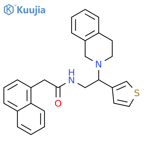 2-(naphthalen-1-yl)-N-2-(1,2,3,4-tetrahydroisoquinolin-2-yl)-2-(thiophen-3-yl)ethylacetamide structure