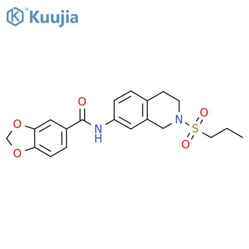 N-2-(propane-1-sulfonyl)-1,2,3,4-tetrahydroisoquinolin-7-yl-2H-1,3-benzodioxole-5-carboxamide structure