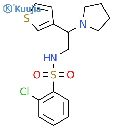 2-chloro-N-2-(pyrrolidin-1-yl)-2-(thiophen-3-yl)ethylbenzene-1-sulfonamide structure