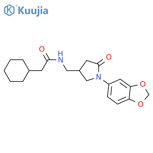 N-{1-(2H-1,3-benzodioxol-5-yl)-5-oxopyrrolidin-3-ylmethyl}-2-cyclohexylacetamide structure