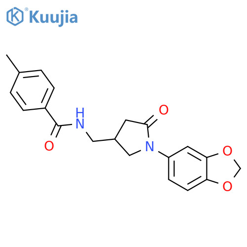 N-{1-(2H-1,3-benzodioxol-5-yl)-5-oxopyrrolidin-3-ylmethyl}-4-methylbenzamide structure