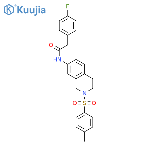 2-(4-fluorophenyl)-N-2-(4-methylbenzenesulfonyl)-1,2,3,4-tetrahydroisoquinolin-7-ylacetamide structure