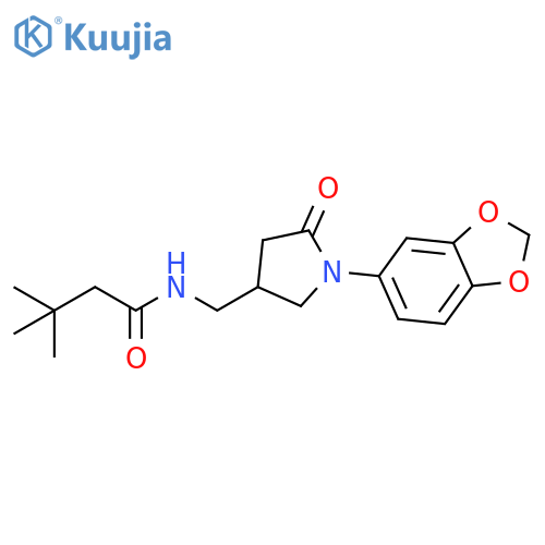 N-{1-(2H-1,3-benzodioxol-5-yl)-5-oxopyrrolidin-3-ylmethyl}-3,3-dimethylbutanamide structure