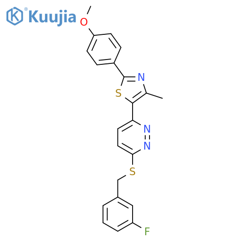 3-{(3-fluorophenyl)methylsulfanyl}-6-2-(4-methoxyphenyl)-4-methyl-1,3-thiazol-5-ylpyridazine structure