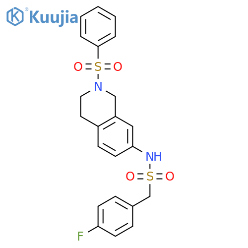 N-2-(benzenesulfonyl)-1,2,3,4-tetrahydroisoquinolin-7-yl-1-(4-fluorophenyl)methanesulfonamide structure