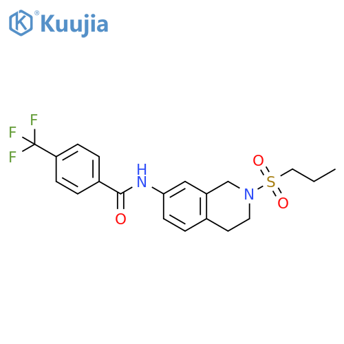 N-2-(propane-1-sulfonyl)-1,2,3,4-tetrahydroisoquinolin-7-yl-4-(trifluoromethyl)benzamide structure