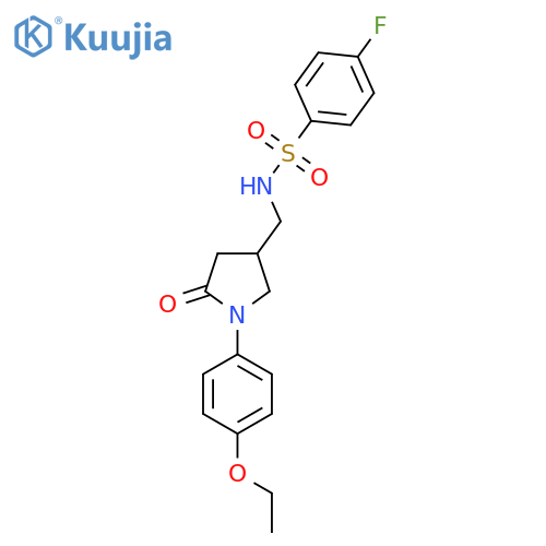 N-{1-(4-ethoxyphenyl)-5-oxopyrrolidin-3-ylmethyl}-4-fluorobenzene-1-sulfonamide structure