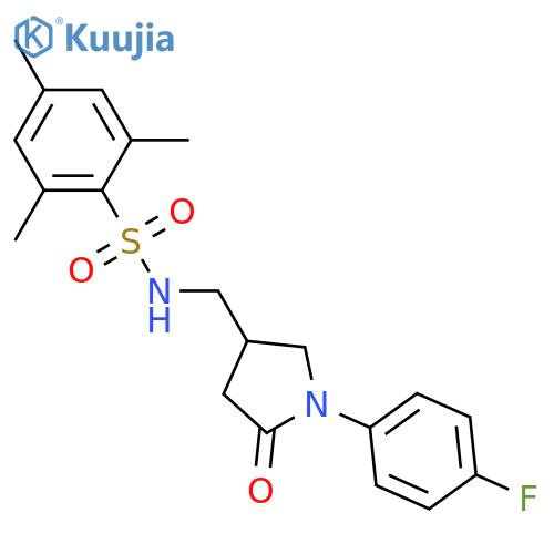 N-{1-(4-fluorophenyl)-5-oxopyrrolidin-3-ylmethyl}-2,4,6-trimethylbenzene-1-sulfonamide structure