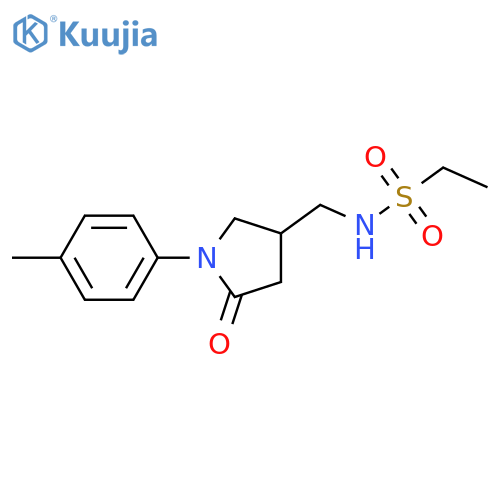 N-{1-(4-methylphenyl)-5-oxopyrrolidin-3-ylmethyl}ethane-1-sulfonamide structure