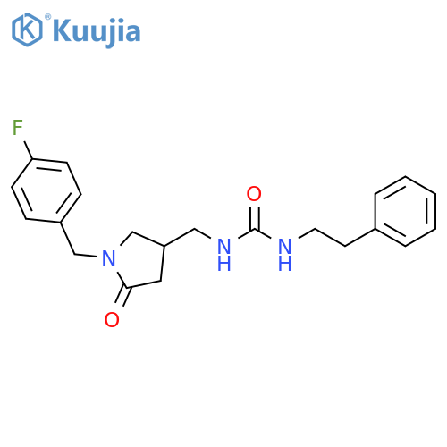 3-({1-(4-fluorophenyl)methyl-5-oxopyrrolidin-3-yl}methyl)-1-(2-phenylethyl)urea structure