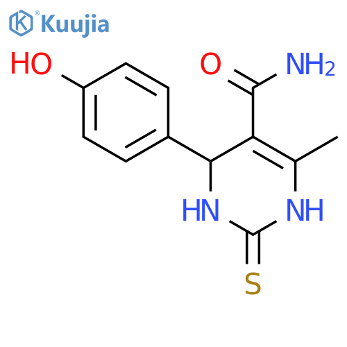 4-(4-hydroxyphenyl)-6-methyl-2-sulfanylidene-1,2,3,4-tetrahydropyrimidine-5-carboxamide structure