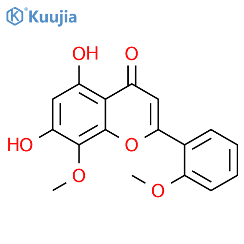 4H-1-Benzopyran-4-one, 5,7-dihydroxy-8-methoxy-2-(2-methoxyphenyl)- structure