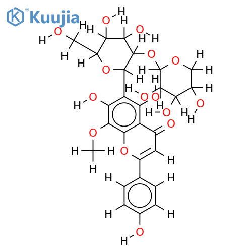 5,7,4'-trihydroxy-6-methoxy-8-C-[beta-D-xylopyranosyl-(1?2)]-beta-D-glucopyranosyl flavone structure