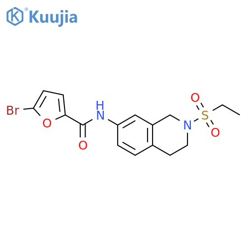 5-bromo-N-2-(ethanesulfonyl)-1,2,3,4-tetrahydroisoquinolin-7-ylfuran-2-carboxamide structure