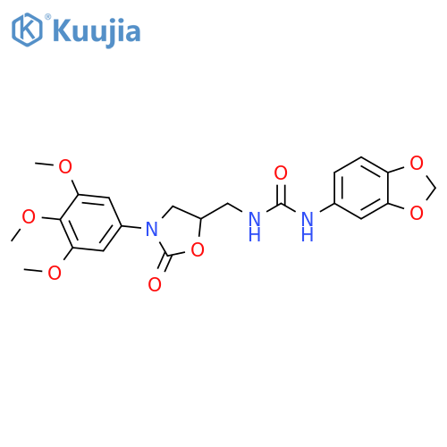1-(2H-1,3-benzodioxol-5-yl)-3-{2-oxo-3-(3,4,5-trimethoxyphenyl)-1,3-oxazolidin-5-ylmethyl}urea structure