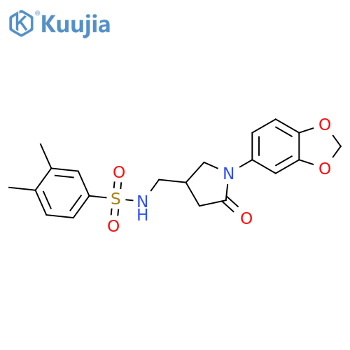 N-{1-(2H-1,3-benzodioxol-5-yl)-5-oxopyrrolidin-3-ylmethyl}-3,4-dimethylbenzene-1-sulfonamide structure