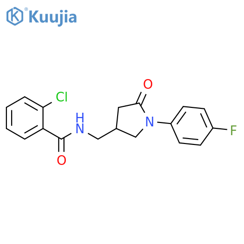 2-chloro-N-{1-(4-fluorophenyl)-5-oxopyrrolidin-3-ylmethyl}benzamide structure
