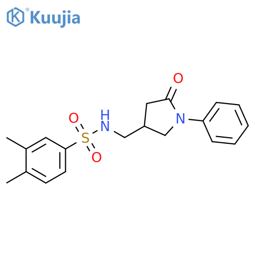 3,4-dimethyl-N-(5-oxo-1-phenylpyrrolidin-3-yl)methylbenzene-1-sulfonamide structure