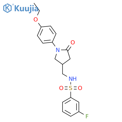 N-{1-(4-ethoxyphenyl)-5-oxopyrrolidin-3-ylmethyl}-3-fluorobenzene-1-sulfonamide structure