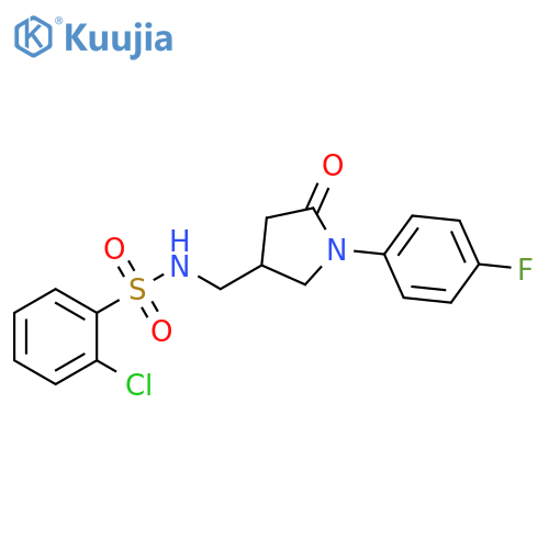 2-chloro-N-{1-(4-fluorophenyl)-5-oxopyrrolidin-3-ylmethyl}benzene-1-sulfonamide structure