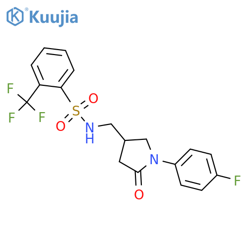 N-{1-(4-fluorophenyl)-5-oxopyrrolidin-3-ylmethyl}-2-(trifluoromethyl)benzene-1-sulfonamide structure