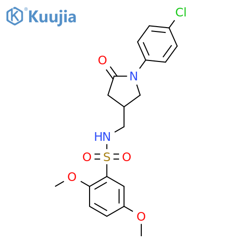 N-{1-(4-chlorophenyl)-5-oxopyrrolidin-3-ylmethyl}-2,5-dimethoxybenzene-1-sulfonamide structure