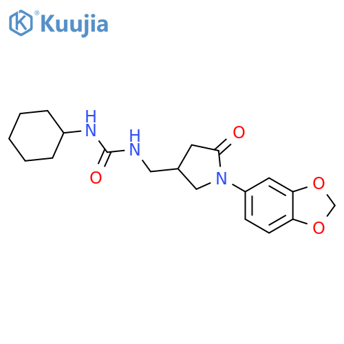 3-{1-(2H-1,3-benzodioxol-5-yl)-5-oxopyrrolidin-3-ylmethyl}-1-cyclohexylurea structure
