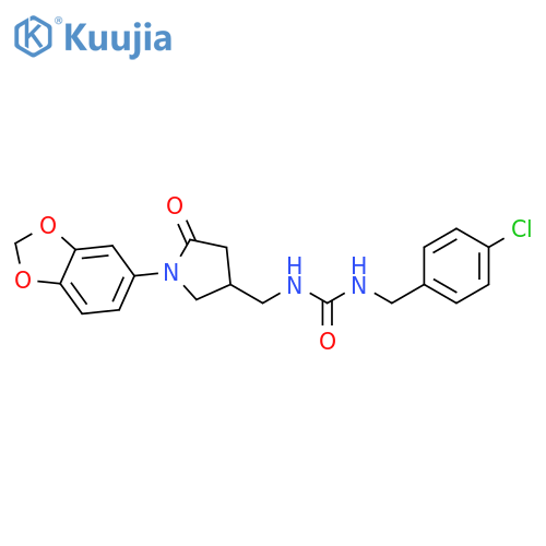 3-{1-(2H-1,3-benzodioxol-5-yl)-5-oxopyrrolidin-3-ylmethyl}-1-(4-chlorophenyl)methylurea structure