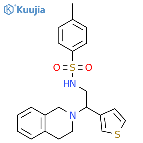 4-methyl-N-2-(1,2,3,4-tetrahydroisoquinolin-2-yl)-2-(thiophen-3-yl)ethylbenzene-1-sulfonamide structure