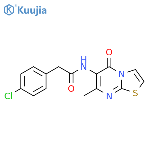 2-(4-chlorophenyl)-N-{7-methyl-5-oxo-5H-1,3thiazolo3,2-apyrimidin-6-yl}acetamide structure