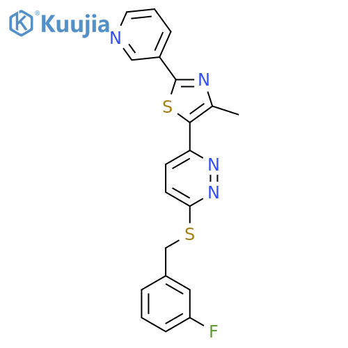 3-{(3-fluorophenyl)methylsulfanyl}-6-4-methyl-2-(pyridin-3-yl)-1,3-thiazol-5-ylpyridazine structure