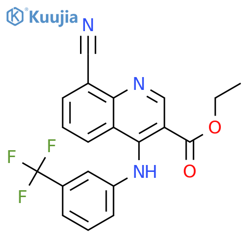 ethyl 8-cyano-4-{3-(trifluoromethyl)phenylamino}quinoline-3-carboxylate structure